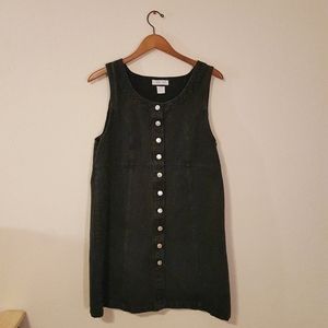 Denim button down pinafore dress